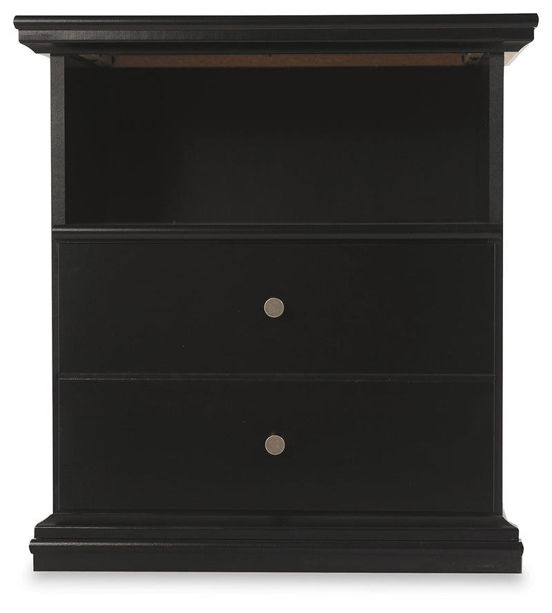 Maribel King Panel Bed with Mirrored Dresser and Nightstand in Black from Ashley - Luna Furniture