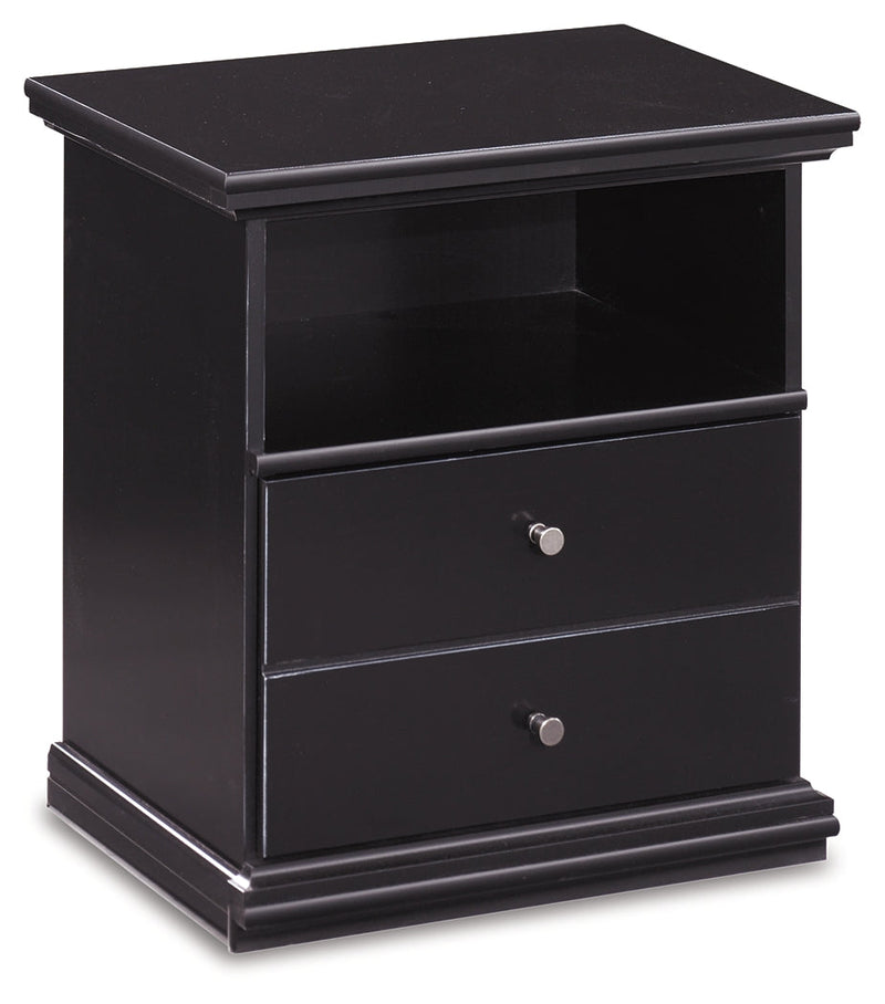 Maribel King Panel Bed with Mirrored Dresser and Nightstand in Black from Ashley - Luna Furniture
