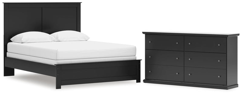 Maribel Queen Panel Bed and Dresser in Black - PKG021545