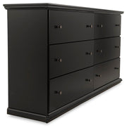Maribel Queen Panel Bed and Dresser in Black - PKG021545