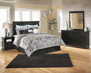 Maribel Queen Panel Bed, Dresser, Mirror and Nightstand in Black - PKG021542