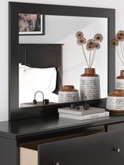Maribel Queen Panel Bed, Dresser, Mirror and Nightstand in Black - PKG021542
