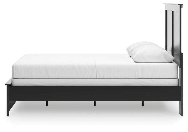 Maribel Queen Panel Bed, Dresser, Mirror, Chest and Nightstand in Black - PKG021544