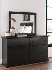 Maribel Queen Panel Bed with Mirrored Dresser in Black from Ashley - Luna Furniture