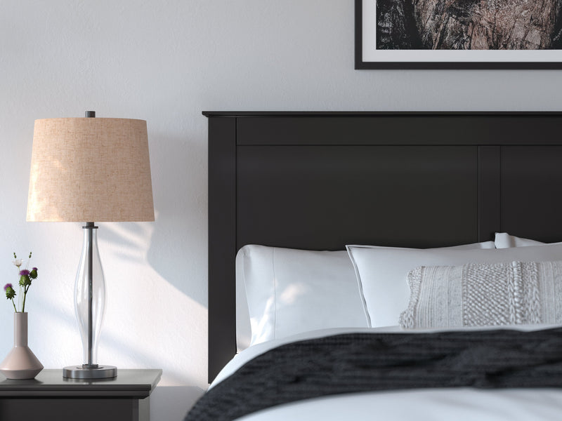 Maribel Queen Panel Bed with Mirrored Dresser in Black from Ashley - Luna Furniture