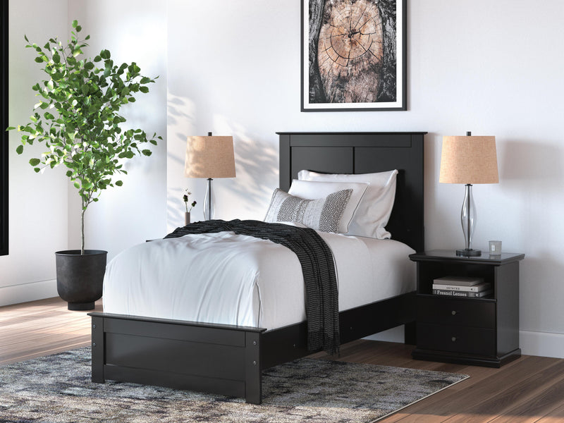 Maribel Twin Panel Bed and Dresser in Black - PKG021529