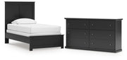 Maribel Twin Panel Bed and Dresser in Black - PKG021529