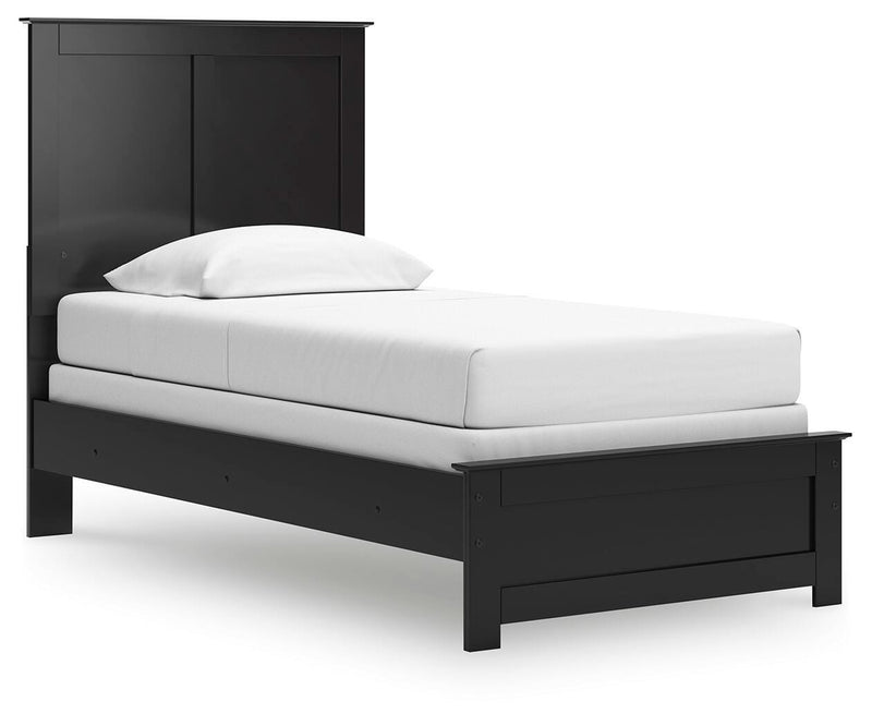 Maribel Twin Panel Bed and Dresser in Black - PKG021529