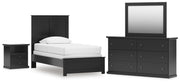 Maribel Twin Panel Bed, Dresser, Mirror and Nightstand in Black - PKG021526