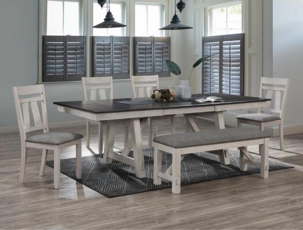 Maribelle Chalk/Gray Bench - Gate FurnitureDining Bench