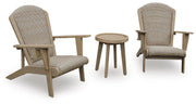 Marina Sun 2 Adirondack Chairs with End table in Beige - PKG021166