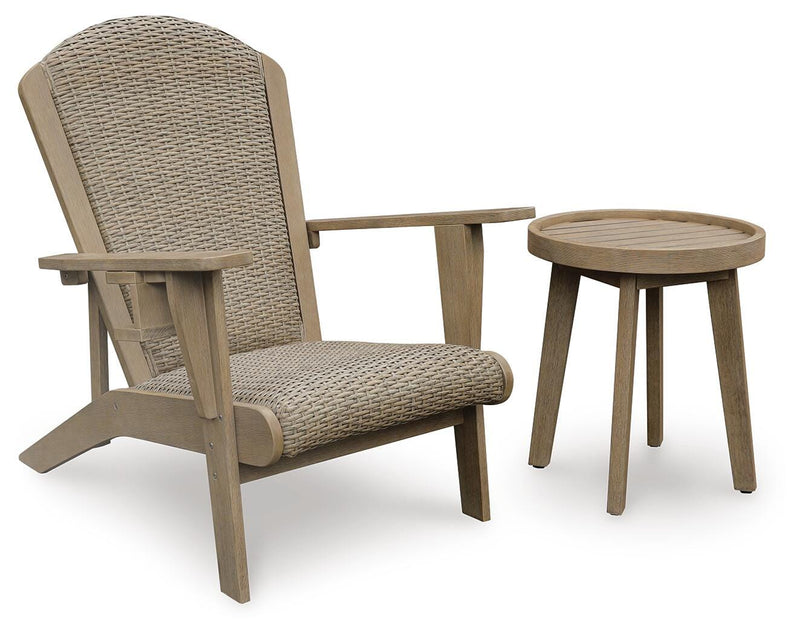 Marina Sun Outdoor Adirondack Chair and End Table in Beige - PKG021167