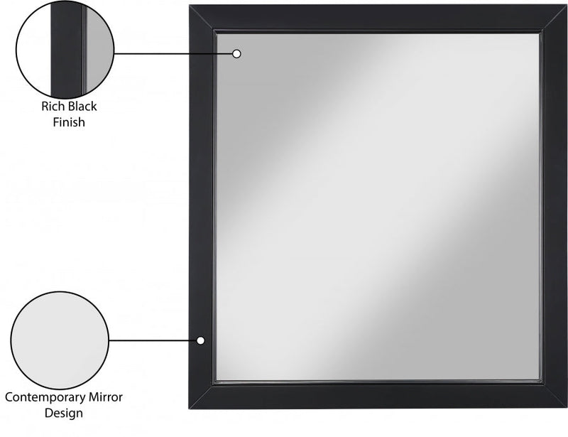 Marisol Wood Veneer And Iron Mirror in Black - 844Black-M