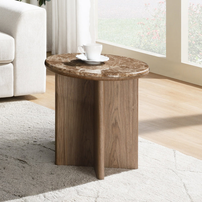 Markku End Table w/Natural Marble - LV05316
