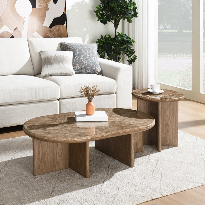 Markku End Table w/Natural Marble - LV05316