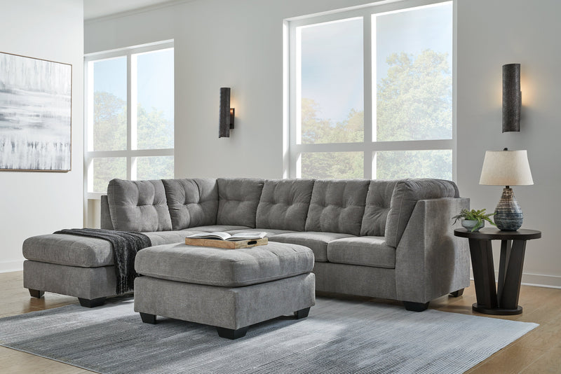 Marleton Gray 2-Piece Sectional with Ottoman from Ashley - Luna Furniture