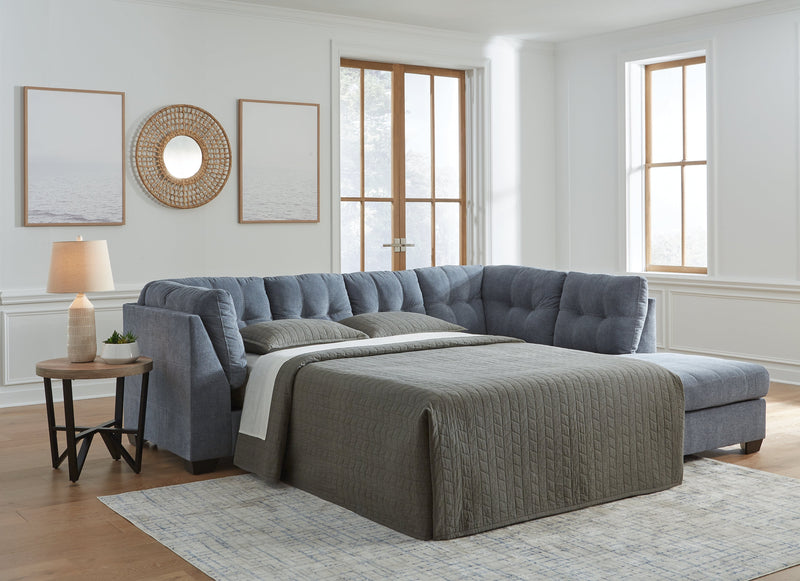 Marleton 2-Piece Sleeper Sectional with Ottoman in Denim - PKG015809