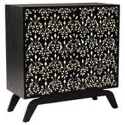 Marlon 2-door Floral Bone Inlay Accent Cabinet Black - 950453