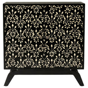 Marlon 2-door Floral Bone Inlay Accent Cabinet Black - 950453