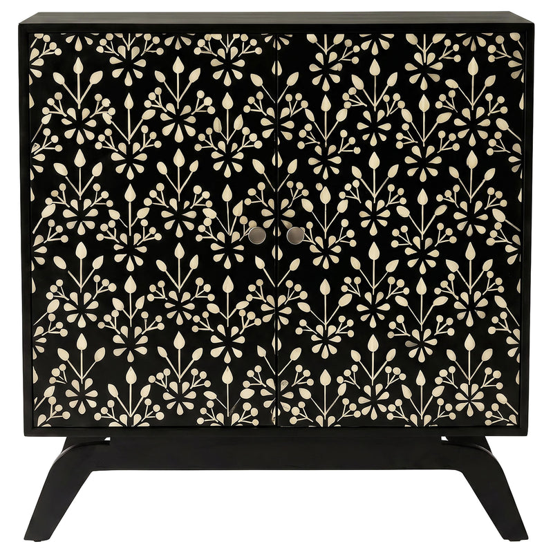 Marlon 2-door Floral Bone Inlay Accent Cabinet Black - 950453