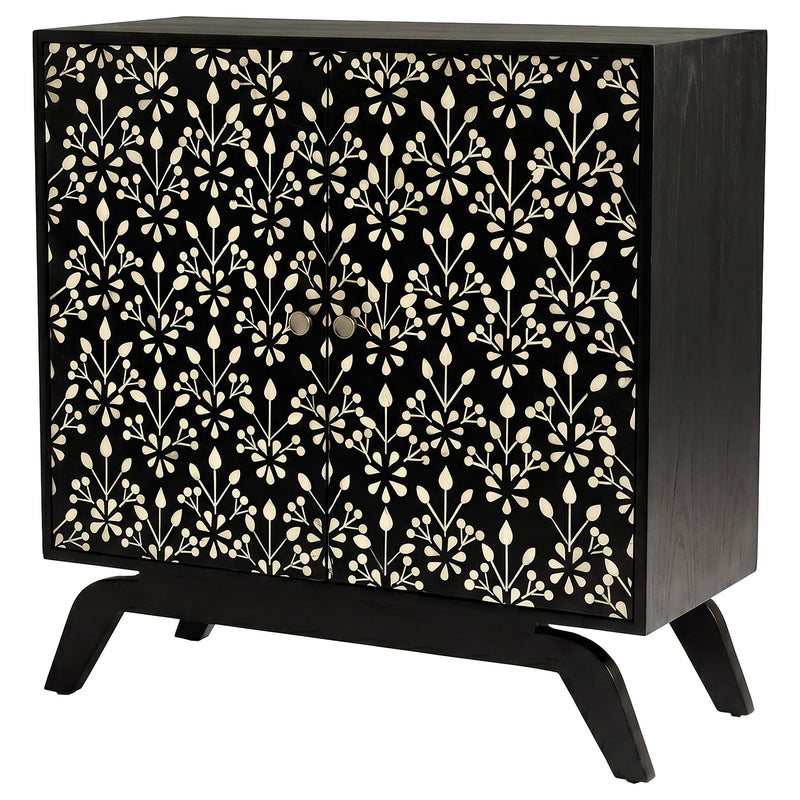 Marlon 2-door Floral Bone Inlay Accent Cabinet Black - 950453