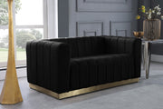 Marlon 62.5" Velvet Upholstered Loveseat in Black - 603Black-L