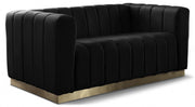Marlon 62.5" Velvet Upholstered Loveseat in Black - 603Black-L
