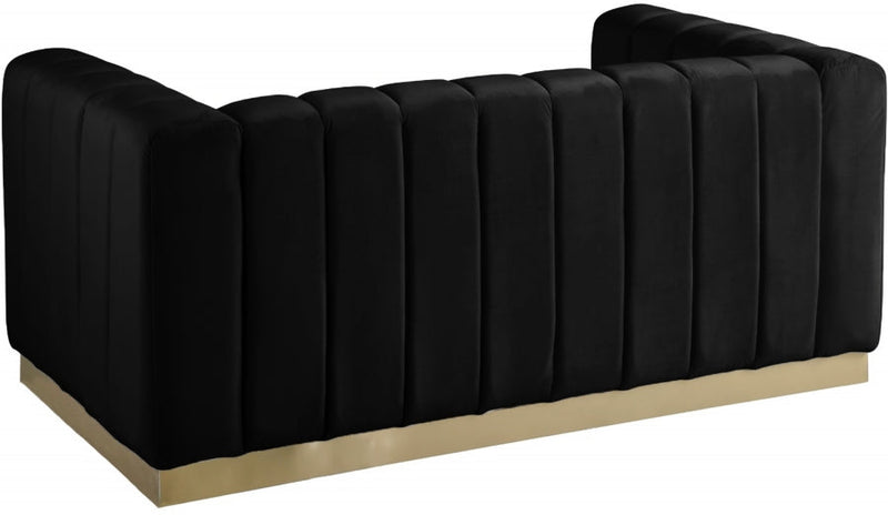 Marlon 62.5" Velvet Upholstered Loveseat in Black - 603Black-L