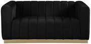 Marlon 62.5" Velvet Upholstered Loveseat in Black - 603Black-L