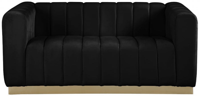 Marlon 62.5" Velvet Upholstered Loveseat in Black - 603Black-L