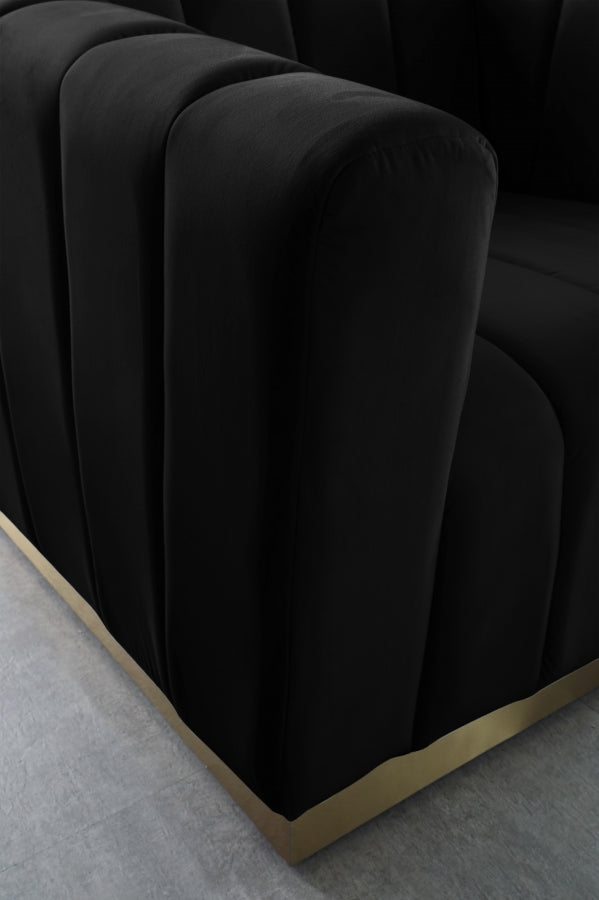 Marlon 62.5" Velvet Upholstered Loveseat in Black - 603Black-L