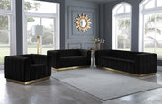 Marlon 62.5" Velvet Upholstered Loveseat in Black - 603Black-L