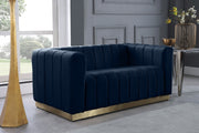 Marlon 62.5" Velvet Upholstered Loveseat in Blue - 603Navy-L