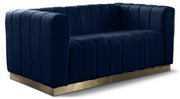 Marlon 62.5" Velvet Upholstered Loveseat in Blue - 603Navy-L