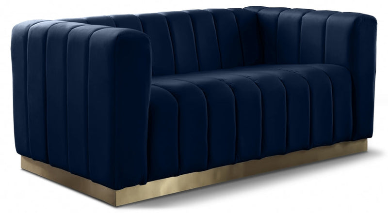 Marlon 62.5" Velvet Upholstered Loveseat in Blue - 603Navy-L