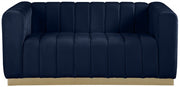 Marlon 62.5" Velvet Upholstered Loveseat in Blue - 603Navy-L