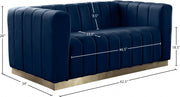 Marlon 62.5" Velvet Upholstered Loveseat in Blue - 603Navy-L