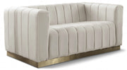 Marlon 62.5" Velvet Upholstered Loveseat in Cream - 603Cream-L