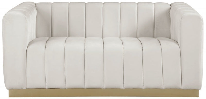 Marlon 62.5" Velvet Upholstered Loveseat in Cream - 603Cream-L