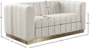 Marlon 62.5" Velvet Upholstered Loveseat in Cream - 603Cream-L
