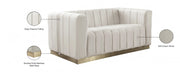 Marlon 62.5" Velvet Upholstered Loveseat in Cream - 603Cream-L