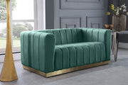 Marlon 62.5" Velvet Upholstered Loveseat in Green - 603Mint-L