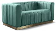 Marlon 62.5" Velvet Upholstered Loveseat in Green - 603Mint-L