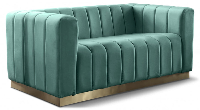 Marlon 62.5" Velvet Upholstered Loveseat in Green - 603Mint-L