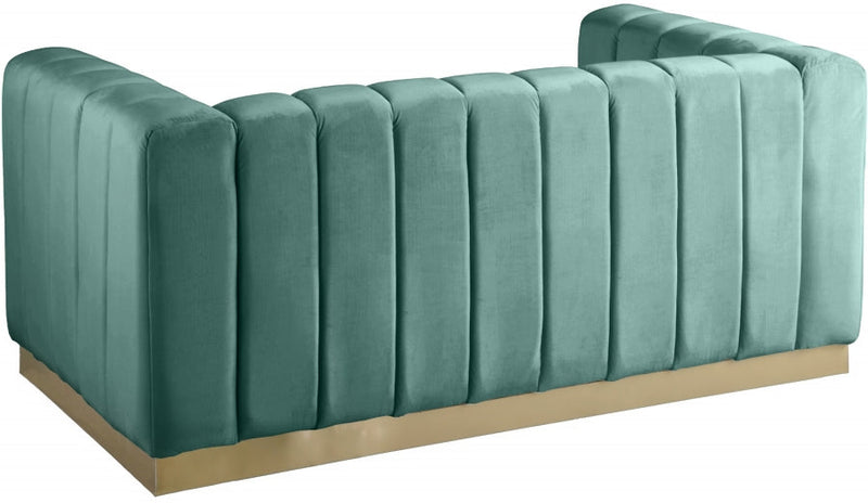 Marlon 62.5" Velvet Upholstered Loveseat in Green - 603Mint-L