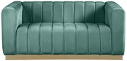 Marlon 62.5" Velvet Upholstered Loveseat in Green - 603Mint-L