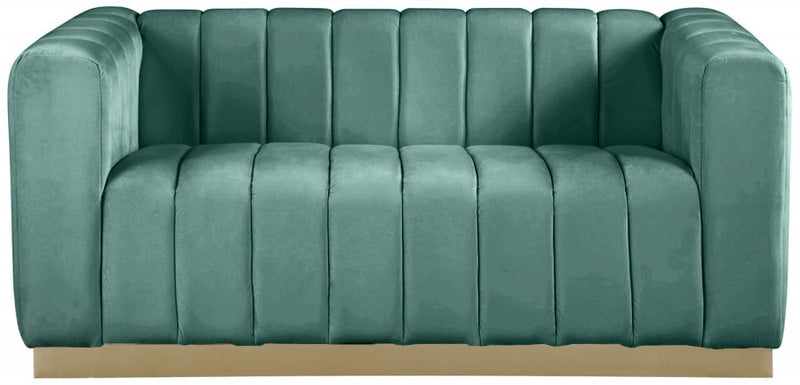 Marlon 62.5" Velvet Upholstered Loveseat in Green - 603Mint-L
