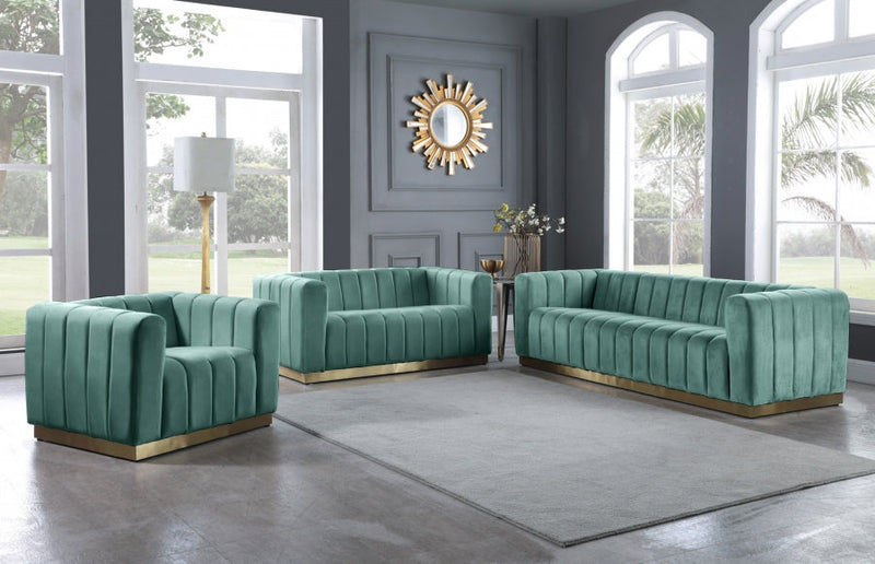 Marlon 62.5" Velvet Upholstered Loveseat in Green - 603Mint-L