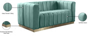 Marlon 62.5" Velvet Upholstered Loveseat in Green - 603Mint-L