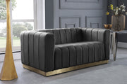 Marlon 62.5" Velvet Upholstered Loveseat in Grey - 603Grey-L